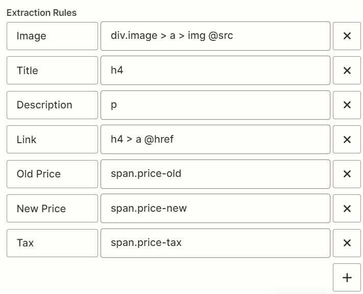 Fill Extraction Rules with Selectors