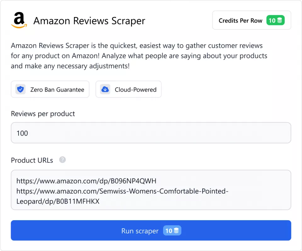 Amazon Reviews Scraper Interface