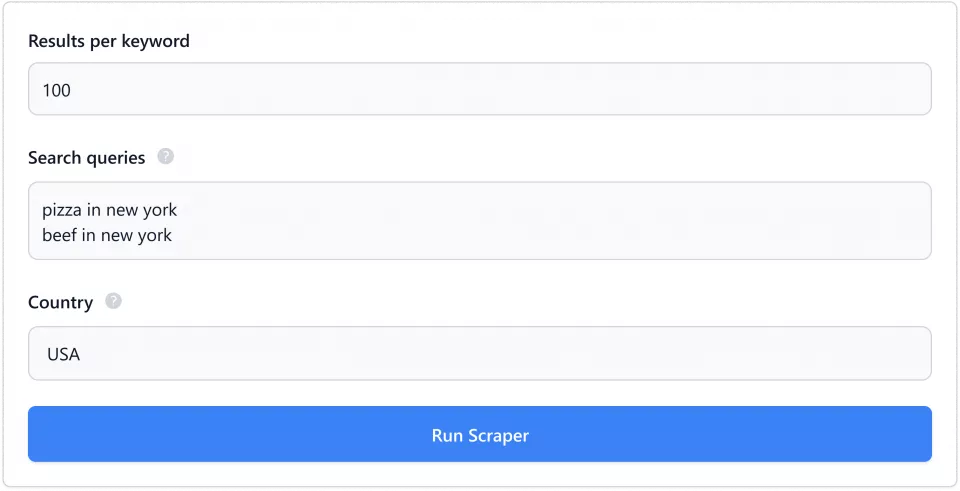 Google SERP Scraper Interface