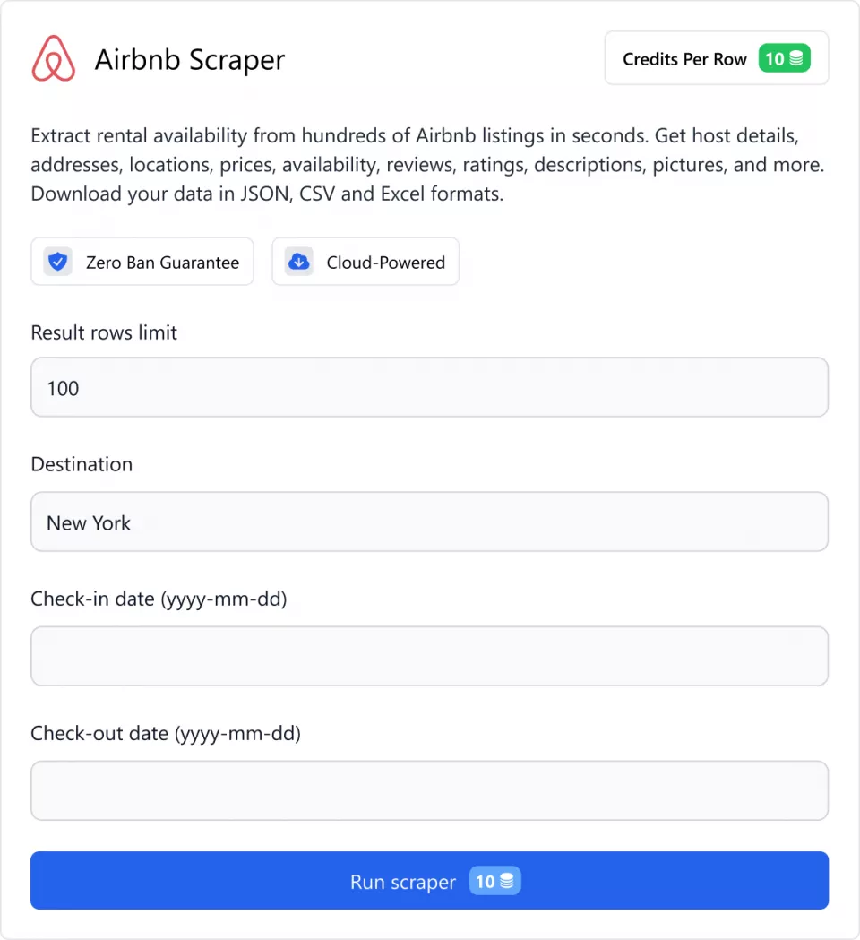 Airbnb Scraper Interface